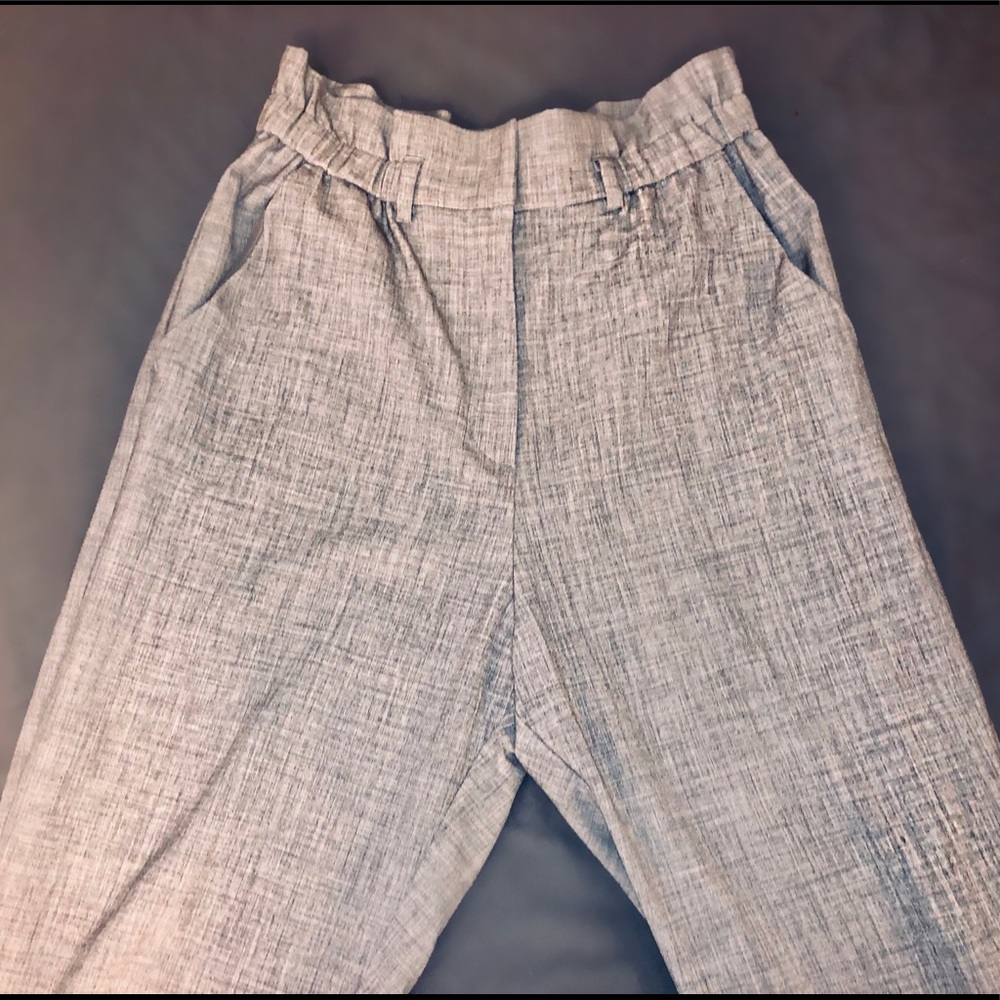 WORK PANTS: GREY HIGH WAIST PANTS w BELT , H&M